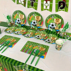 Green Football Trophy Birthday Party Supplies Set
