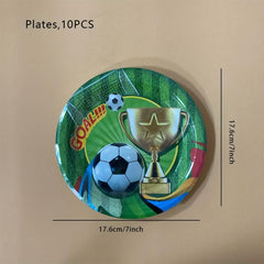 Green Football Trophy Birthday Party Supplies Set