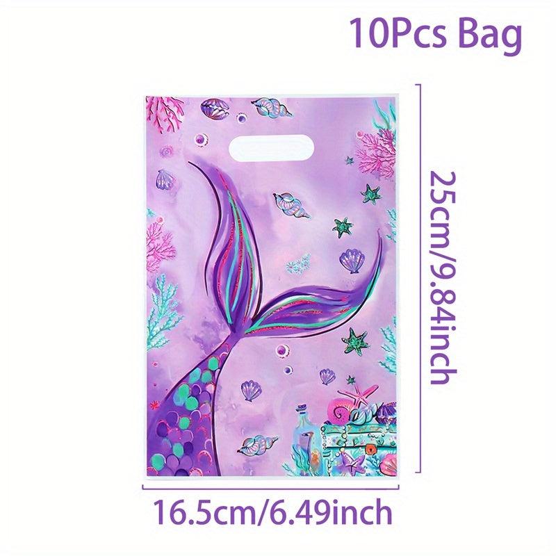 10pcs Mermaid Party Candy Bag Holiday Birthday Party Gift Wrapping Supplies