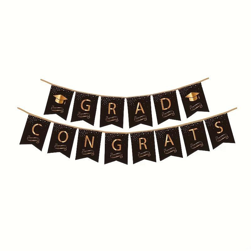 16pcs Graduation Party Decorations Kit - Dishes, Cups, Napkins, Tablecloth, Stra