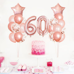 25pcs Rose Golden Mixed Balloons 60th Birthday Party Decorations