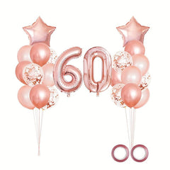 25pcs Rose Golden Mixed Balloons 60th Birthday Party Decorations