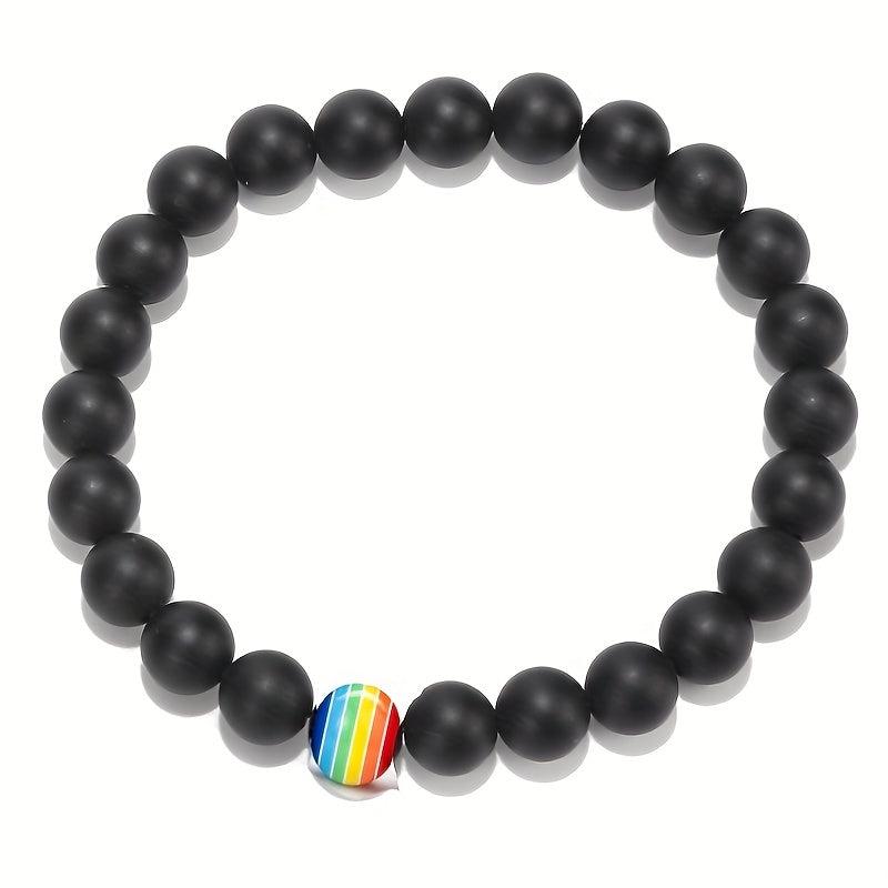 Frosted Stone LGBT Bracelet Colorful Beaded Gay Pride Hand String