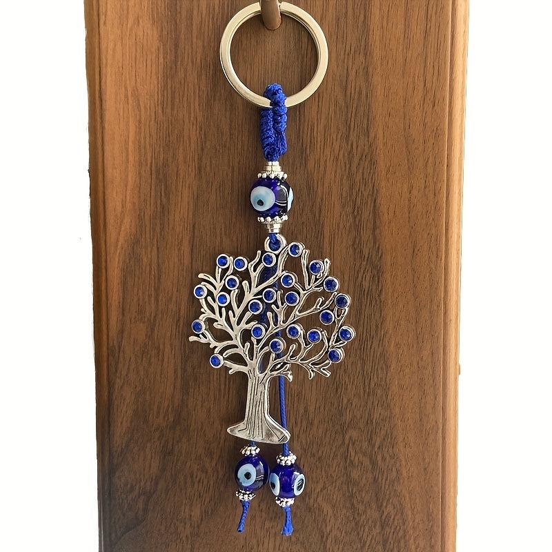 Silver Lucky Evil Eyes Keychain Ring Protection Blessing Pendant