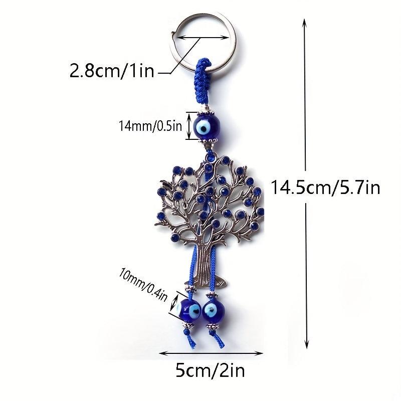 Silver Lucky Evil Eyes Keychain Ring Protection Blessing Pendant