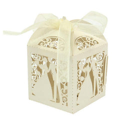 25pcs Bride And Groom Candy Boxes With Ribbons Gift Boxes For Guests Wedding
