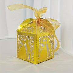 25pcs Bride And Groom Candy Boxes With Ribbons Gift Boxes For Guests Wedding