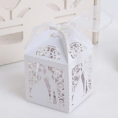 25pcs Bride And Groom Candy Boxes With Ribbons Gift Boxes For Guests Wedding