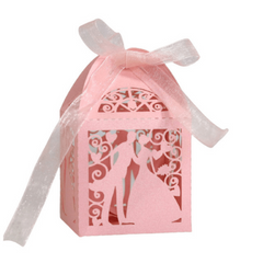25pcs Bride And Groom Candy Boxes With Ribbons Gift Boxes For Guests Wedding