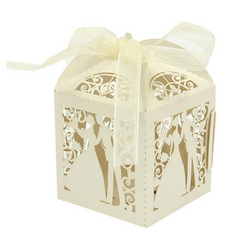 25pcs Bride And Groom Candy Boxes With Ribbons Gift Boxes For Guests Wedding