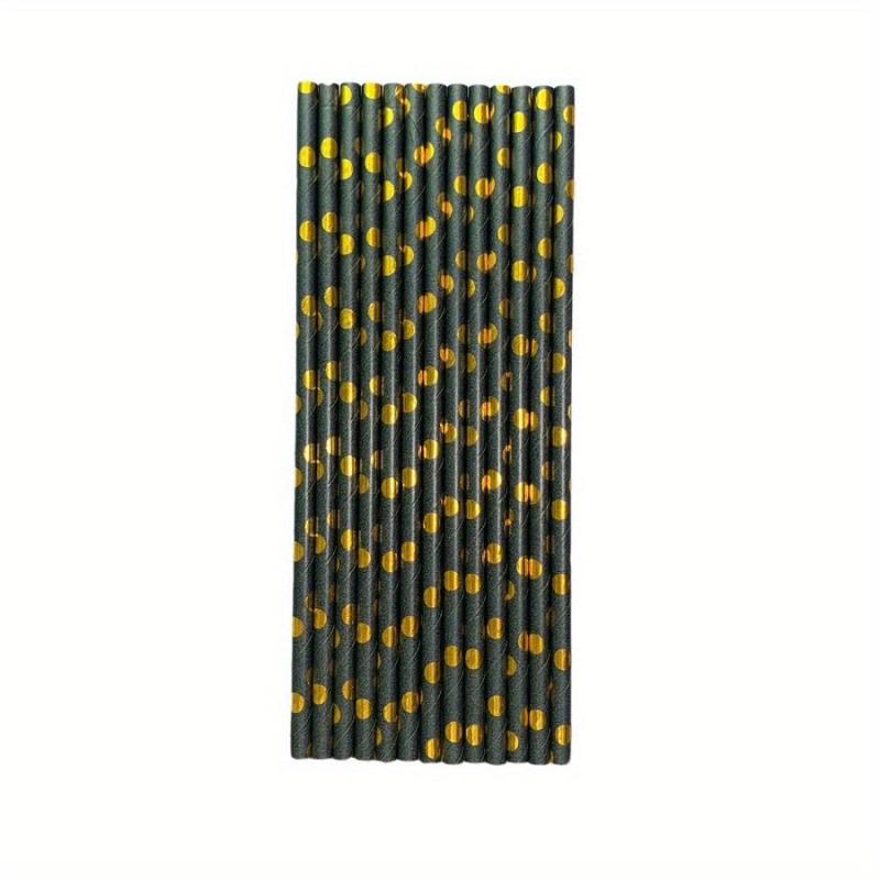 25pcs Hot Stamping Golden Dot Disposable Paper Straws for Party