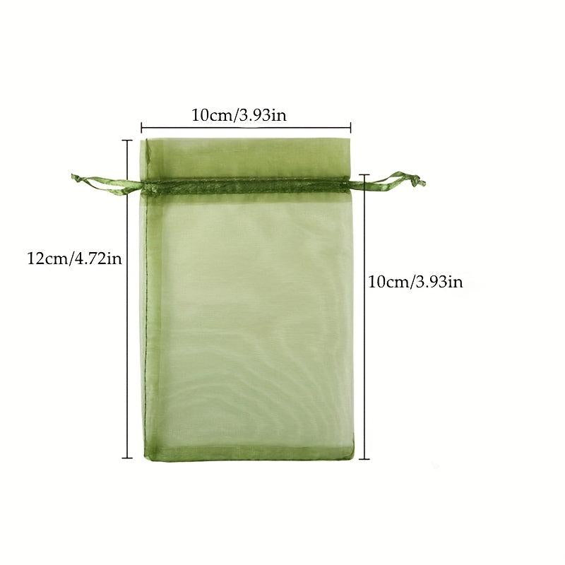 100pcs Olive Green Organza Drawstring Bags Candy Mesh Gift Bags Jewelry Pouches