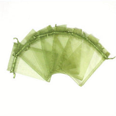 100pcs Olive Green Organza Drawstring Bags Candy Mesh Gift Bags Jewelry Pouches