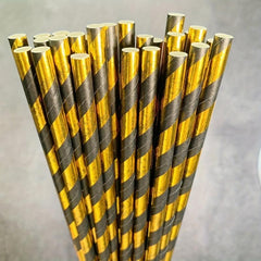 25pcs Hot Stamping Golden Stripe Paper Straws for Parties