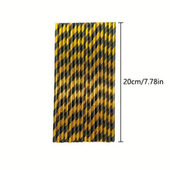 25pcs Hot Stamping Golden Stripe Paper Straws for Parties