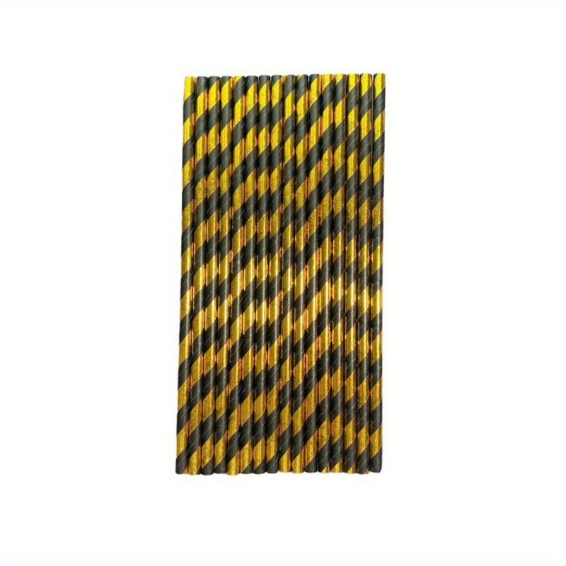 25pcs Hot Stamping Golden Stripe Paper Straws for Parties