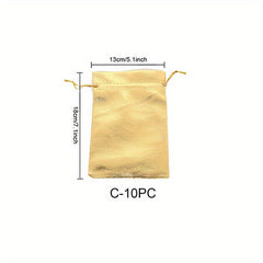 10pcs Golden Bronzing Organza Drawstring Storage Bag for Jewelry