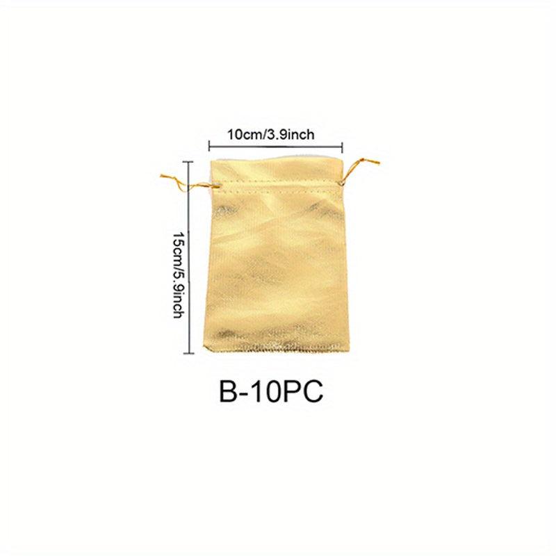 10pcs Golden Bronzing Organza Drawstring Storage Bag for Jewelry