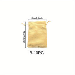 10pcs Golden Bronzing Organza Drawstring Storage Bag for Jewelry