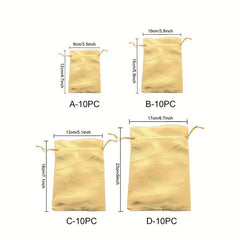 10pcs Golden Bronzing Organza Drawstring Storage Bag for Jewelry