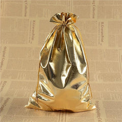 10pcs Golden Bronzing Organza Drawstring Storage Bag for Jewelry