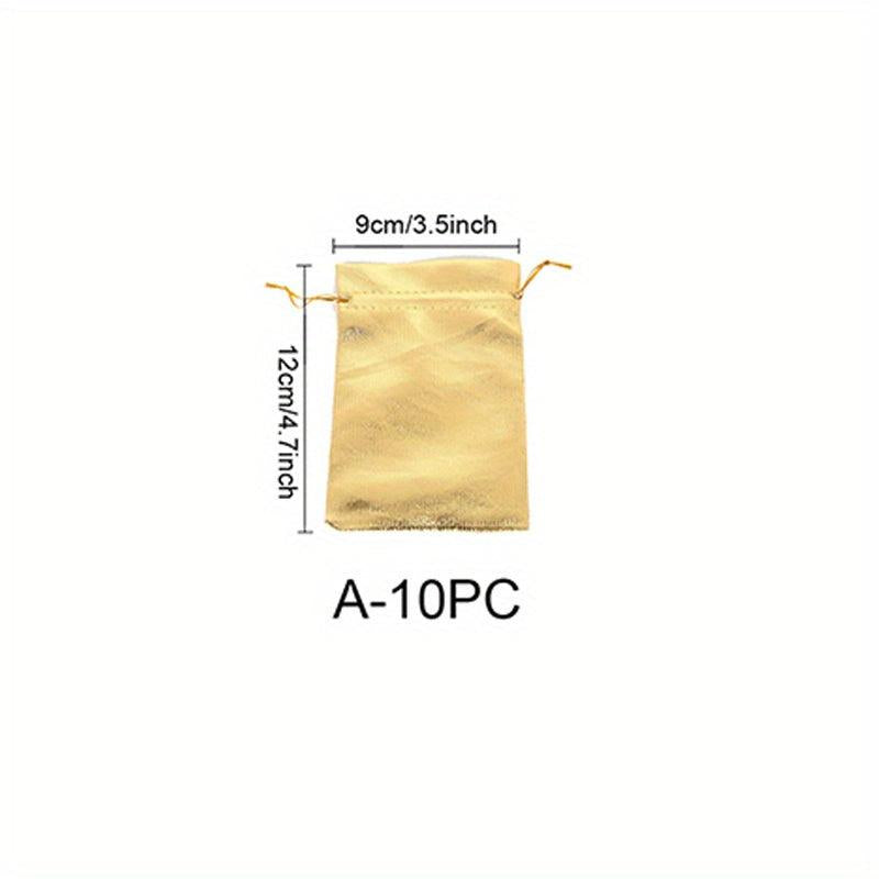 10pcs Golden Bronzing Organza Drawstring Storage Bag for Jewelry