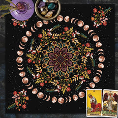 Moon Phase Flower Tarot Tablecloth Altar Cloth
