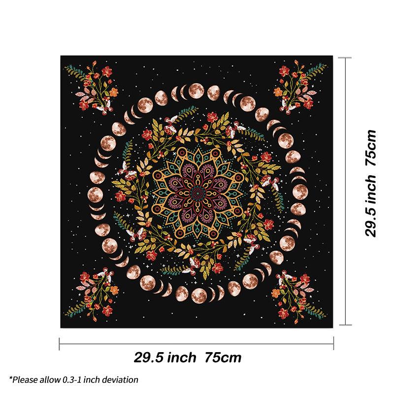 Moon Phase Flower Tarot Tablecloth Altar Cloth