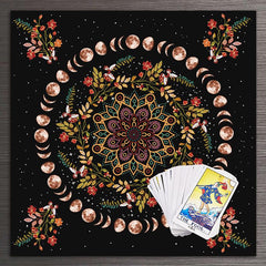 Moon Phase Flower Tarot Tablecloth Altar Cloth