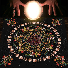 Moon Phase Flower Tarot Tablecloth Altar Cloth
