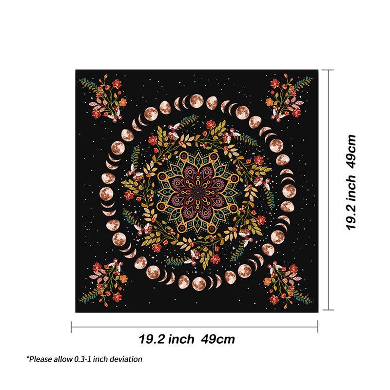 Moon Phase Flower Tarot Tablecloth Altar Cloth