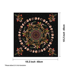 Moon Phase Flower Tarot Tablecloth Altar Cloth