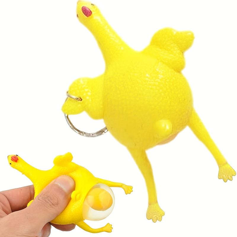 Funny Chicken and Eggs Squishy Squeeze Stress Relieve Toy Keychain
