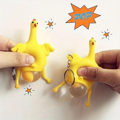 Funny Chicken and Eggs Squishy Squeeze Stress Relieve Toy Keychain