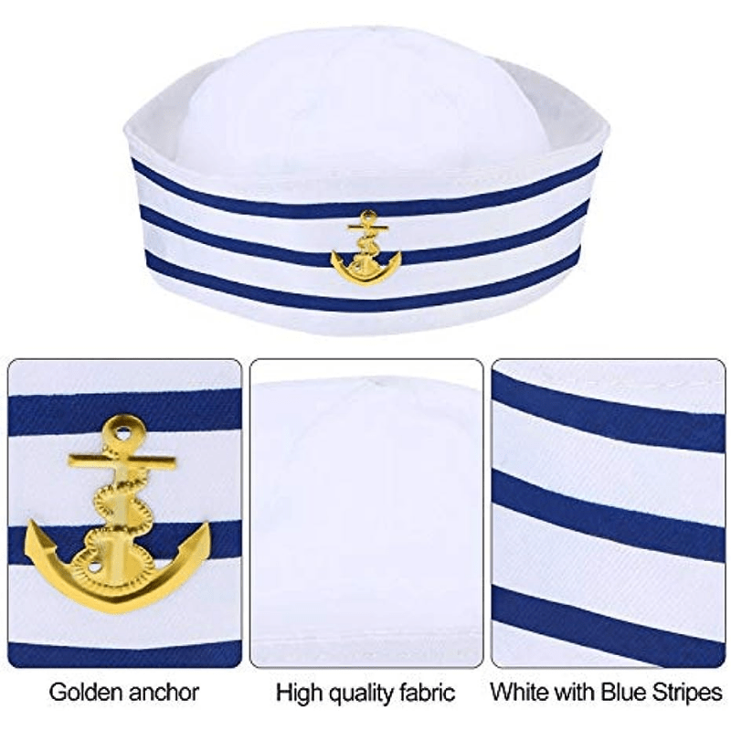6pcs Sailor Hat Navy Captain Hat With Sail Hat Navy Costume Accessories