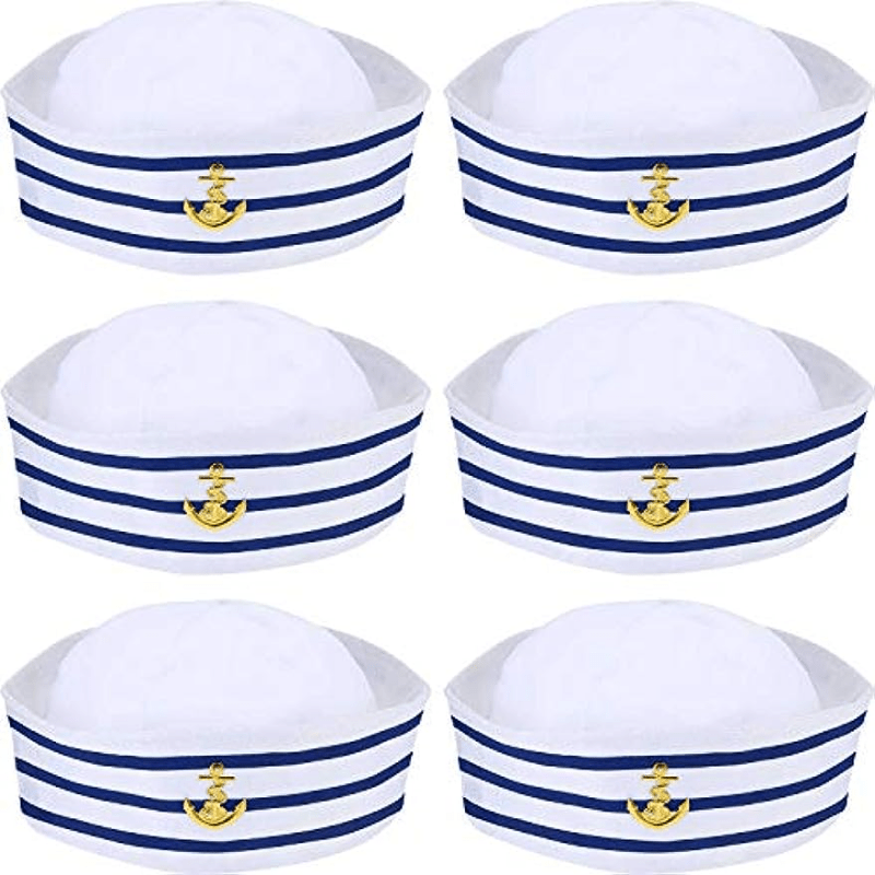 6pcs Sailor Hat Navy Captain Hat With Sail Hat Navy Costume Accessories