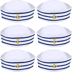 6pcs Sailor Hat Navy Captain Hat With Sail Hat Navy Costume Accessories