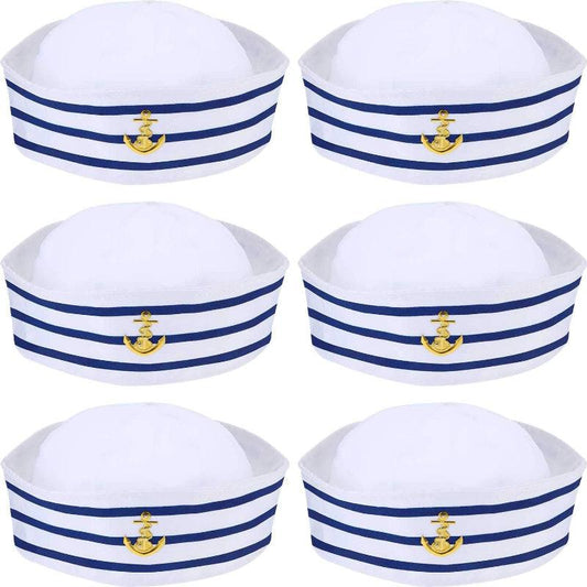 6pcs Sailor Hat Navy Captain Hat With Sail Hat Navy Costume Accessories