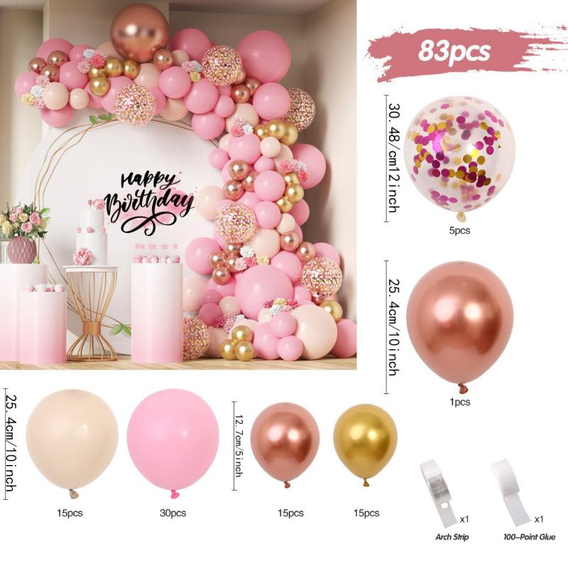 83pcs Pink Balloon Party Set Wedding Balloon Decoration Arrangement