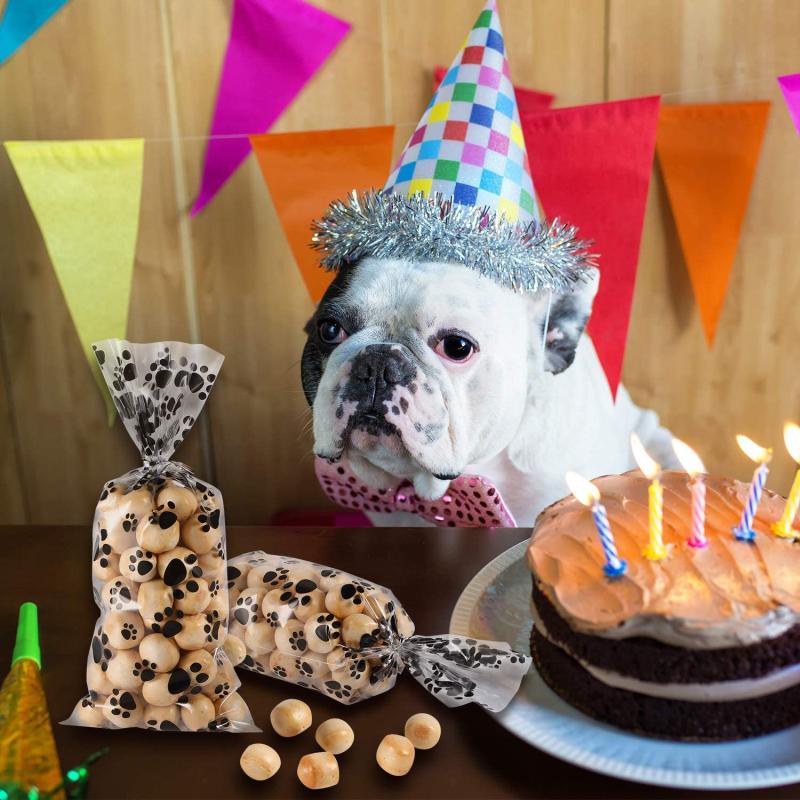 50pcs Dog Candy Bag Cat Sweets Bag Puppy Birthday Party Favors Supplies