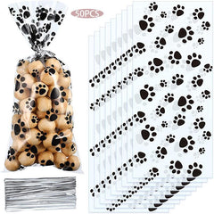 50pcs Dog Candy Bag Cat Sweets Bag Puppy Birthday Party Favors Supplies