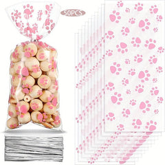 50pcs Dog Candy Bag Cat Sweets Bag Puppy Birthday Party Favors Supplies