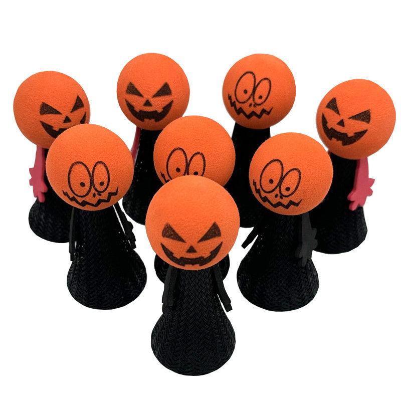 5pcs Funny Pumpkin Head Jumping Doll Finger Puppet Halloween Gift