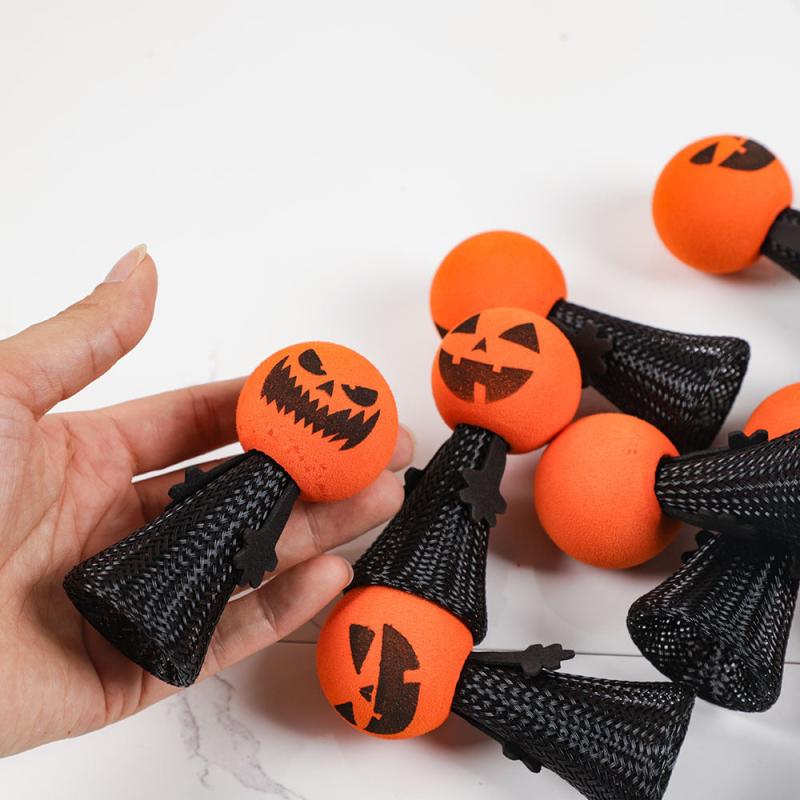 5pcs Funny Pumpkin Head Jumping Doll Finger Puppet Halloween Gift
