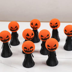 5pcs Funny Pumpkin Head Jumping Doll Finger Puppet Halloween Gift
