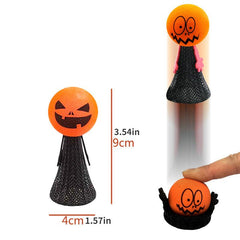 5pcs Funny Pumpkin Head Jumping Doll Finger Puppet Halloween Gift