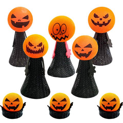 5pcs Funny Pumpkin Head Jumping Doll Finger Puppet Halloween Gift