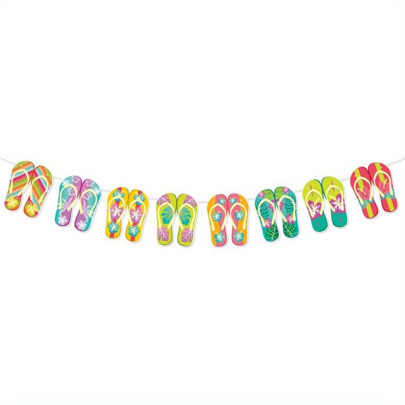 Hawaiian Decorative Flags Flamingo Flowers Seaside Party Decorations