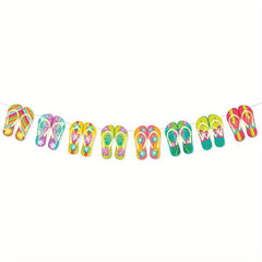 Hawaiian Decorative Flags Flamingo Flowers Seaside Party Decorations