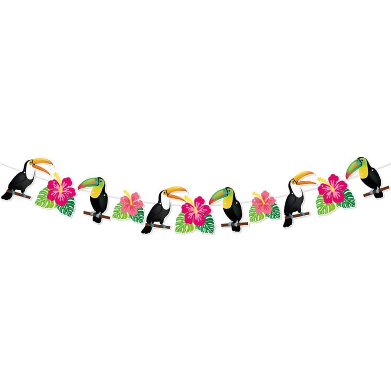 Hawaiian Decorative Flags Flamingo Flowers Seaside Party Decorations